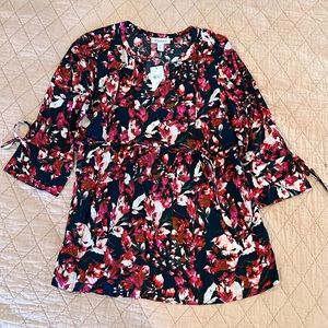 NWT Motherhood Navy and Pink Floral Blouse